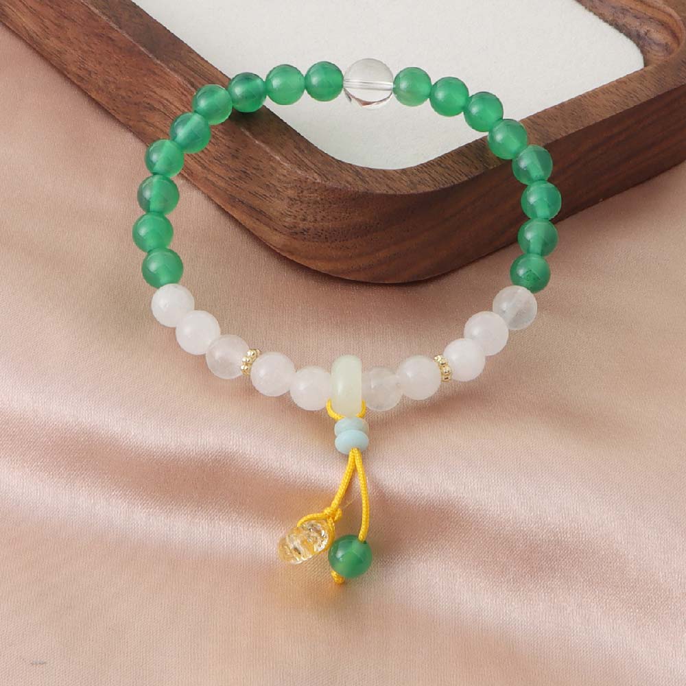 【白玉・瑪瑙・水晶の天然石ブレスレット】