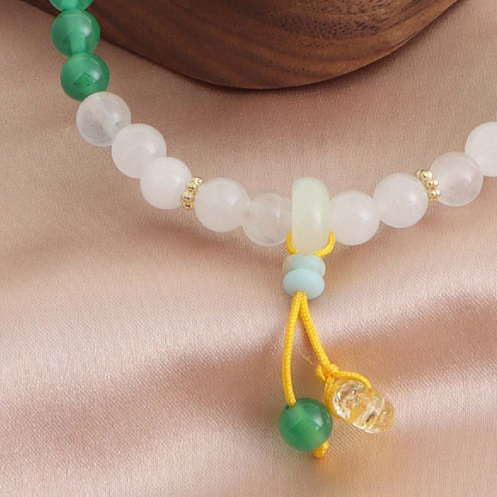 【白玉・瑪瑙・水晶の天然石ブレスレット】