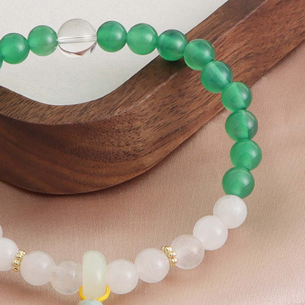 【白玉・瑪瑙・水晶の天然石ブレスレット】
