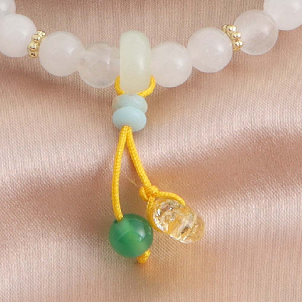 【白玉・瑪瑙・水晶の天然石ブレスレット】
